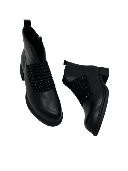 Loretta Vitale 1R253-C219-Y206L Black Boots with Shiny Bead Detailing
