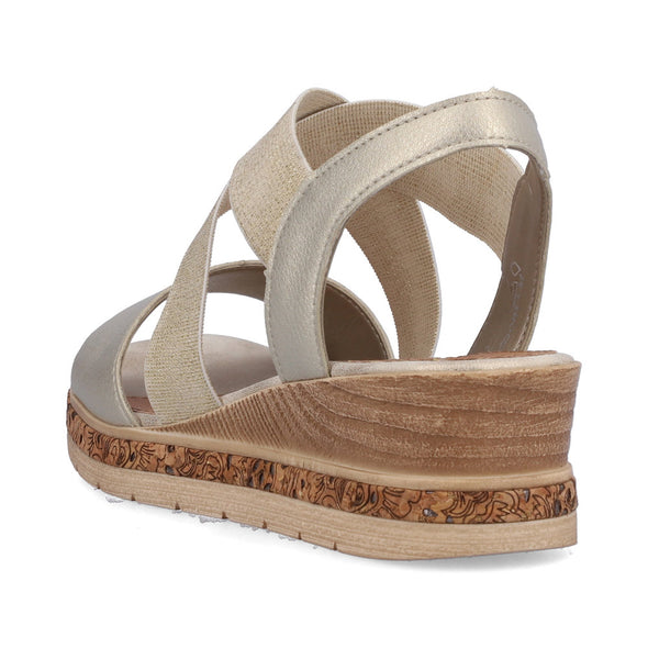 Remonte D3066-90 Metallic & Gold Wedge Sandals with Slingback Strap
