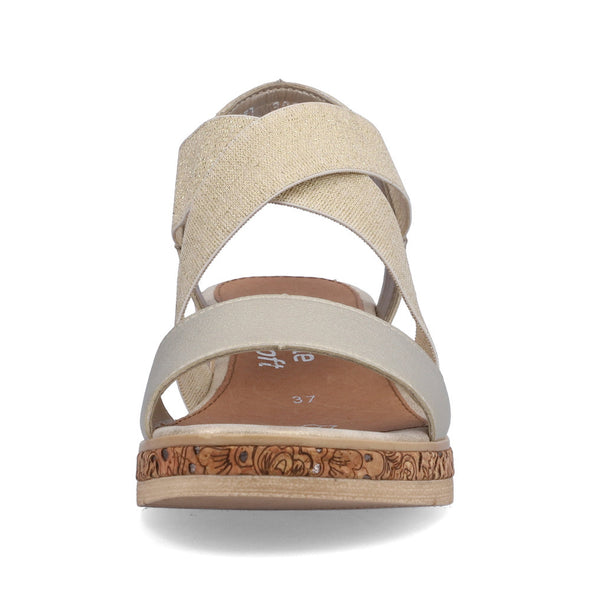 Remonte D3066-90 Metallic & Gold Wedge Sandals with Slingback Strap