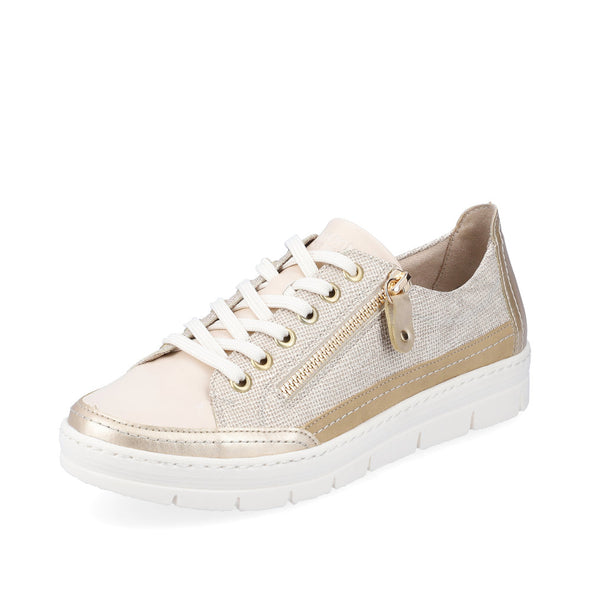 Remonte D5826-60 Light Gold Combi Trainers with Zip
