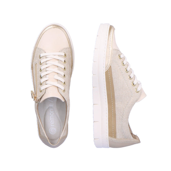 Remonte D5826-60 Light Gold Combi Trainers with Zip
