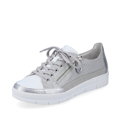 Remonte D5826-90 Silver Platinum Trainers with Zip