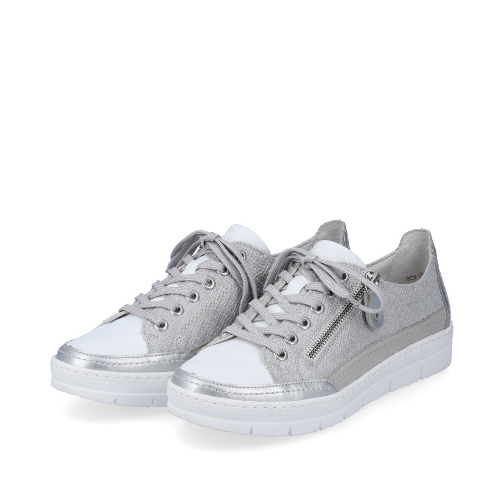 Remonte D5826-90 Silver Platinum Trainers with Zip