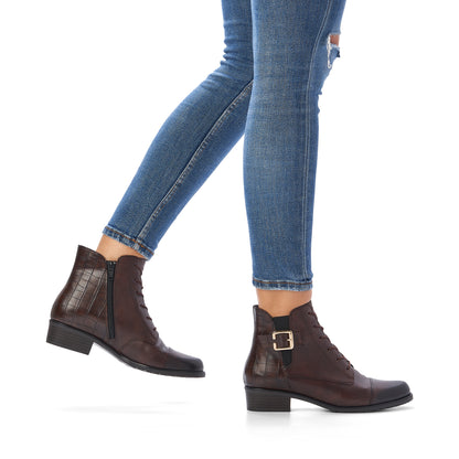 Remonte D6875-26 Brown Ankle Boots with Gold Buckle