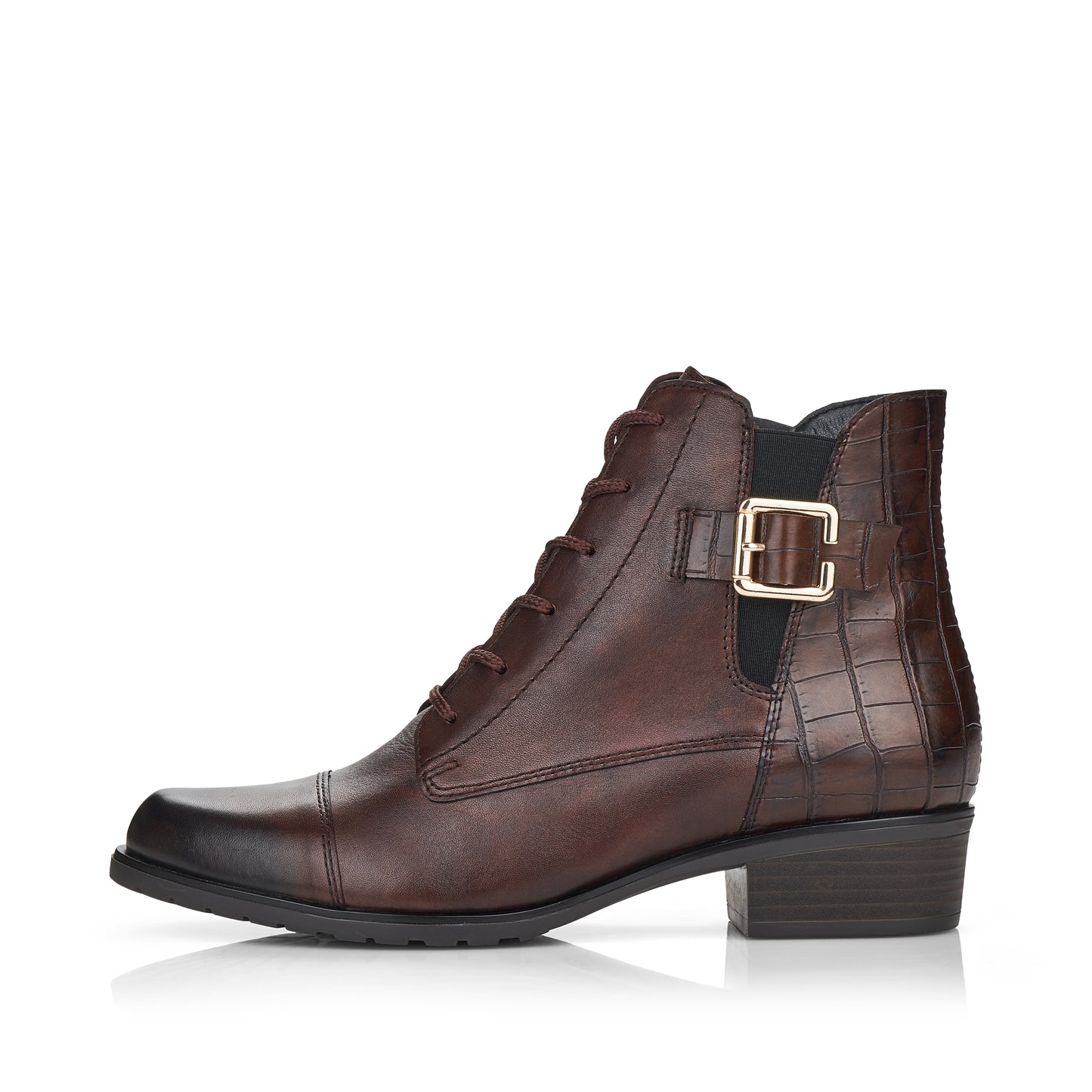 Remonte D6875-26 Brown Ankle Boots with Gold Buckle
