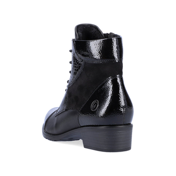 Remonte D6882-01 Black Suede & Patent Ankle Boots
