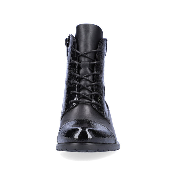 Remonte D6882-01 Black Suede & Patent Ankle Boots