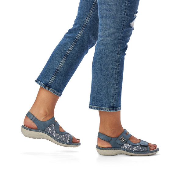 Remonte D7647-16 Blue Combi Open Toe Velcro Strap Sandals