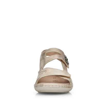 Remonte D7647-94 Gold/Beige Combi Open Toe Velcro Strap Sandals