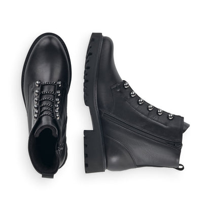 Remonte D8670-01 Black 6 Studs & Chain Boots