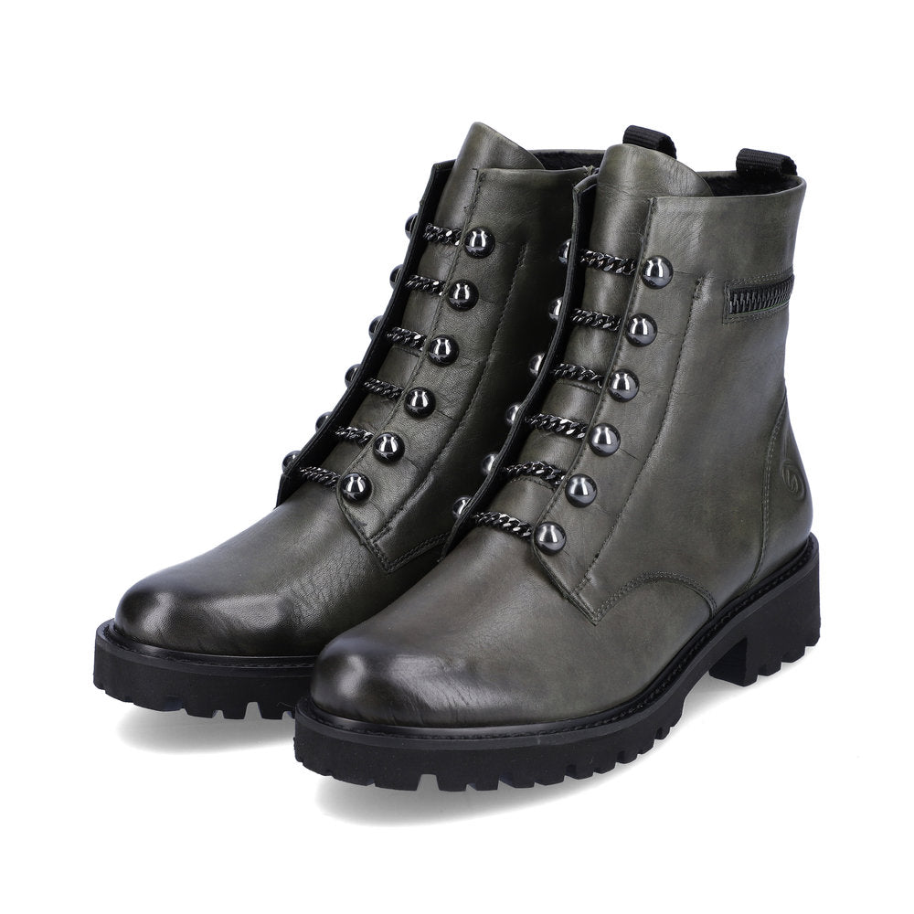 Remonte D8670-52 Green Boots with Chain Detailing