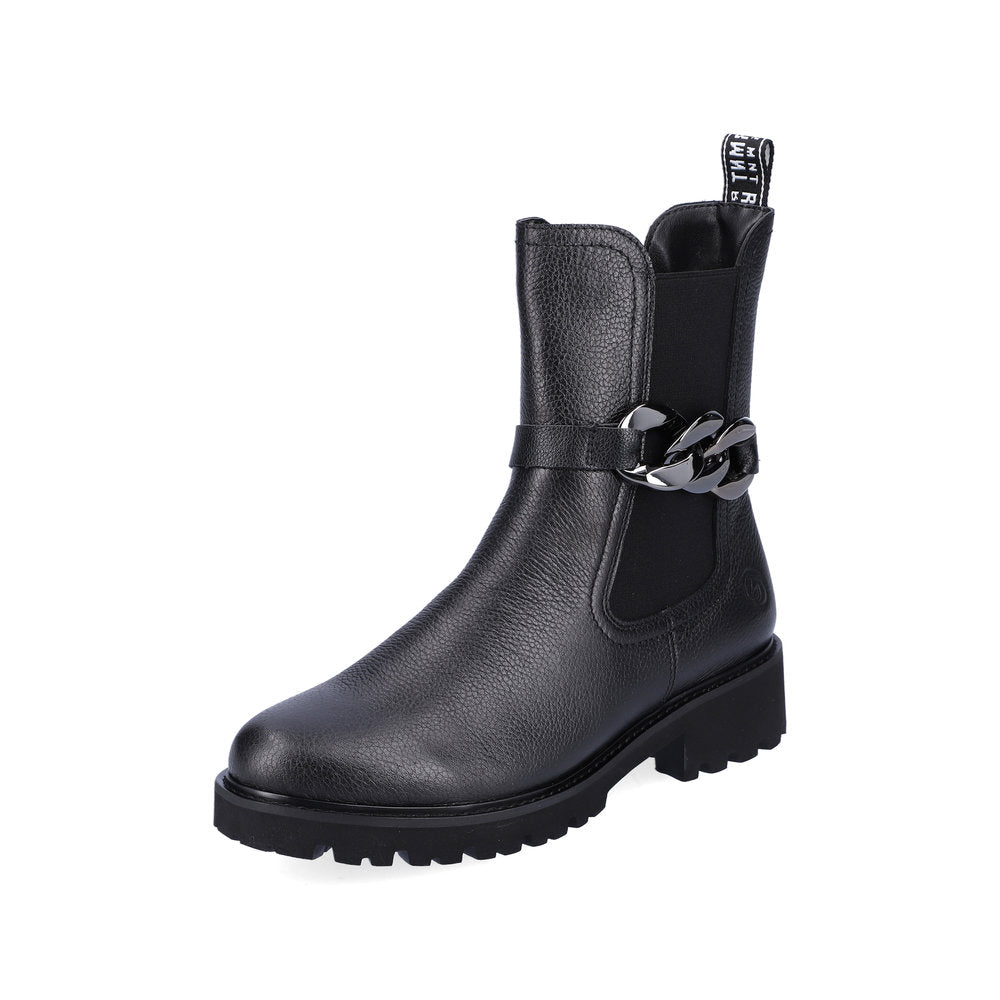Remonte D8695-01 Black Boots with Chain Detailing