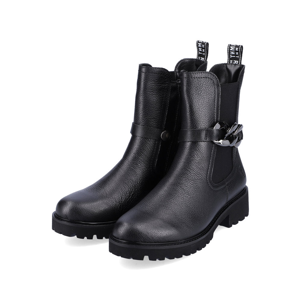 Remonte D8695-01 Black Boots with Chain Detailing
