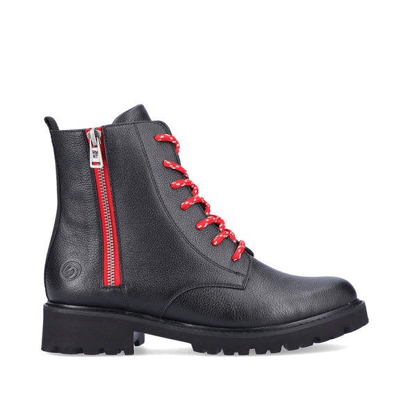 Remonte D8698-01 Black Boots with Red or Black Laces
