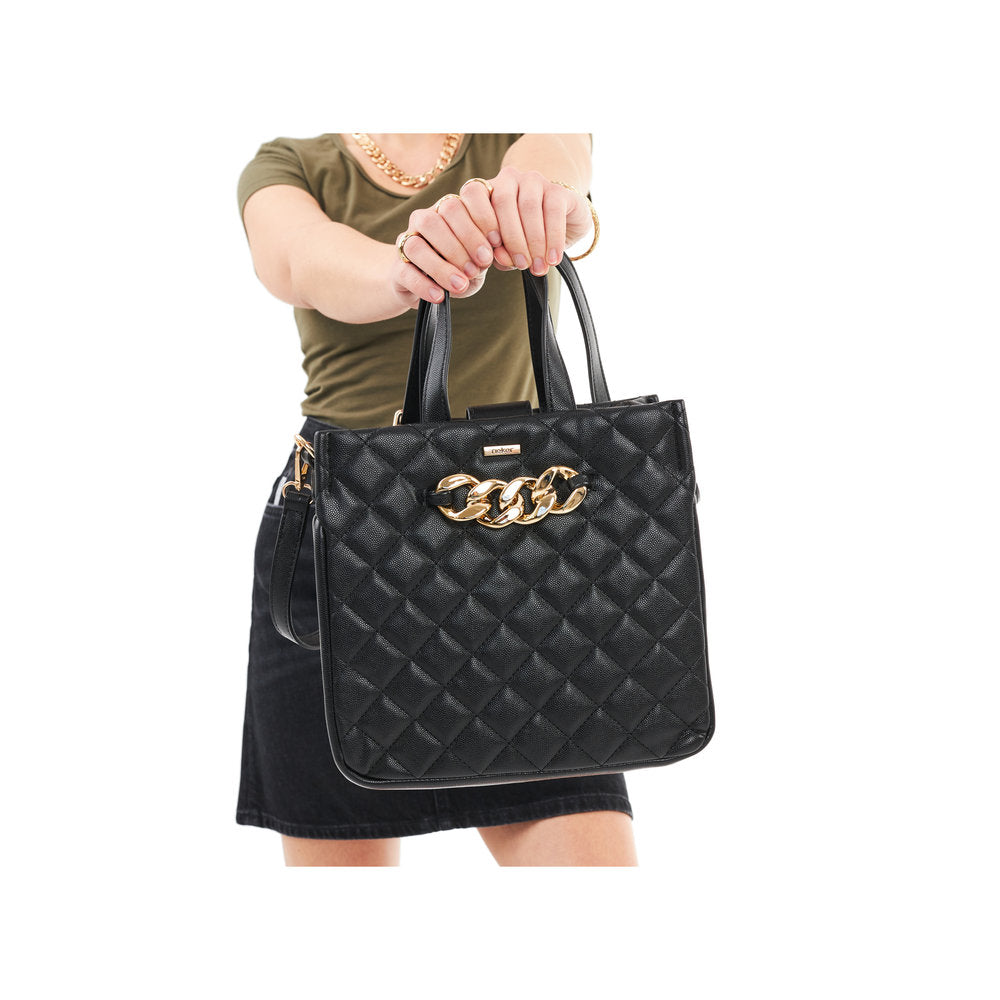 Rieker H1505-00 Black Handbag with Chain Detail'