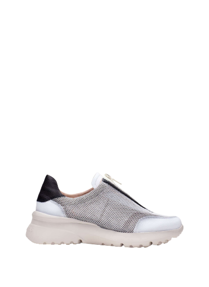 Hispanitas HV232605 White & Black Combi Sneakers with Front Zip