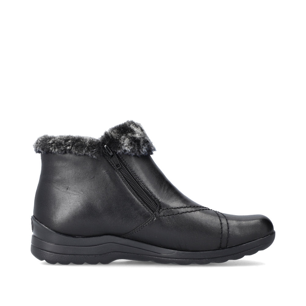 Rieker L1868-00 Tex Black Boots with Fur