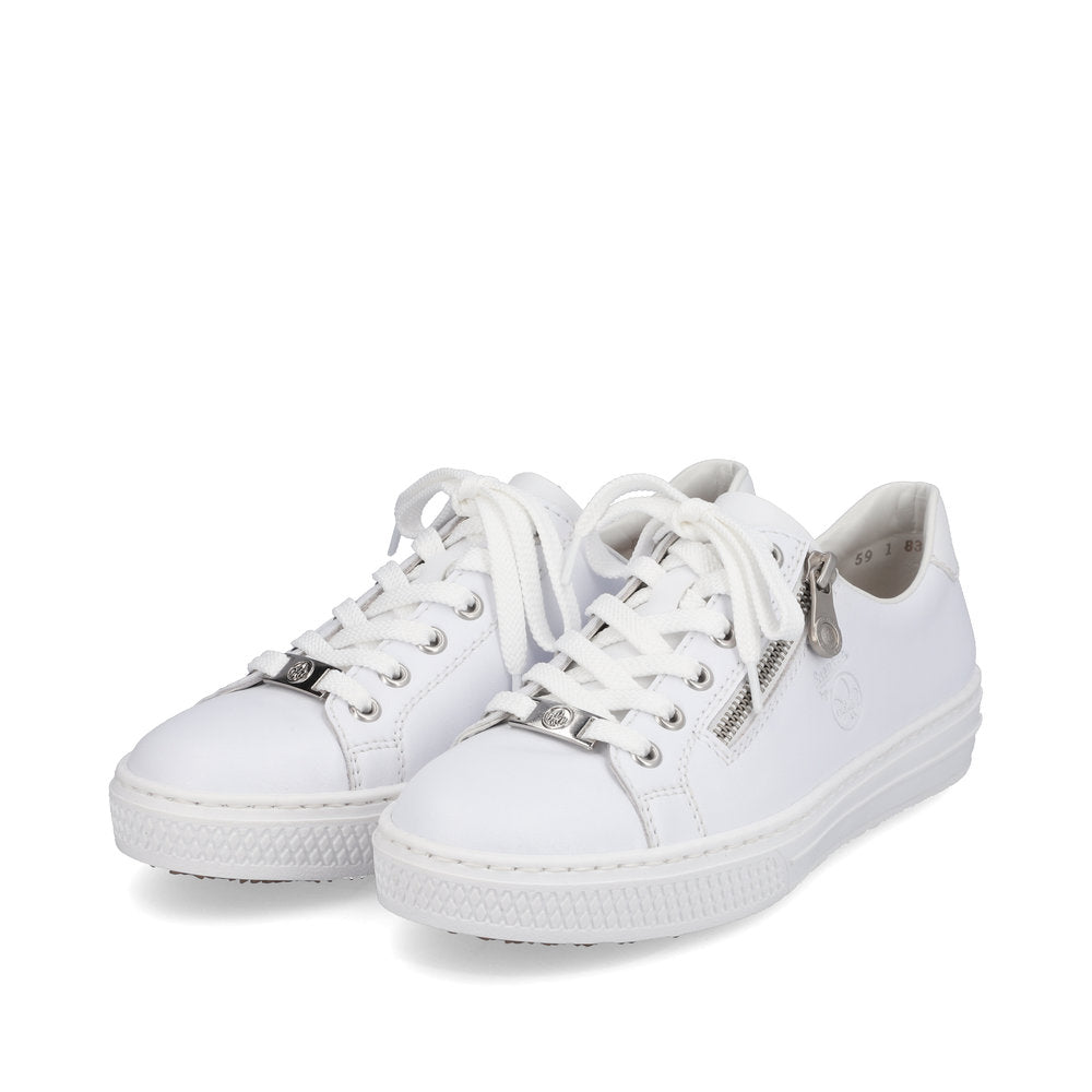 Rieker L59L1-83 White Sneakers with Zip and Lace