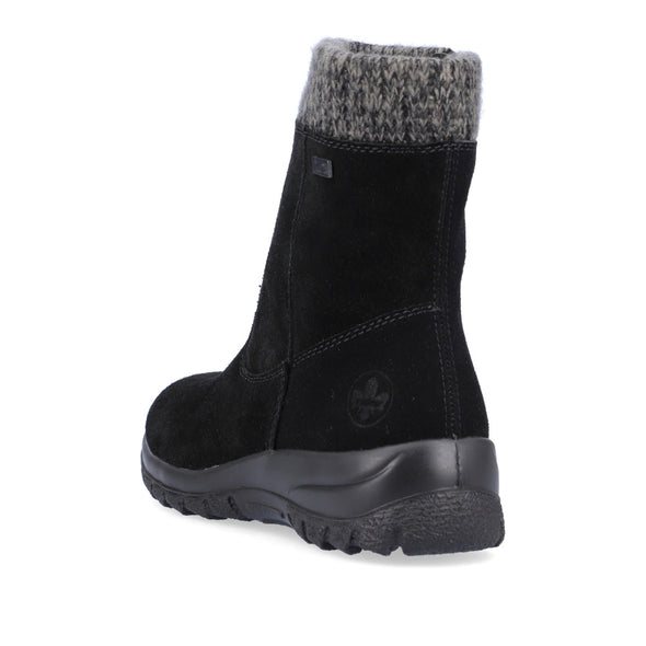 Rieker L7165-00 Tex Black Boots with Lambs Wool Lining