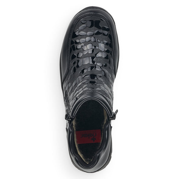 Rieker L7182-00 Black Croc Tex Ankle Boots