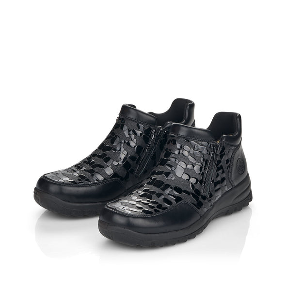 Rieker L7182-00 Black Croc Tex Ankle Boots