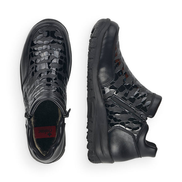 Rieker L7182-00 Black Croc Tex Ankle Boots
