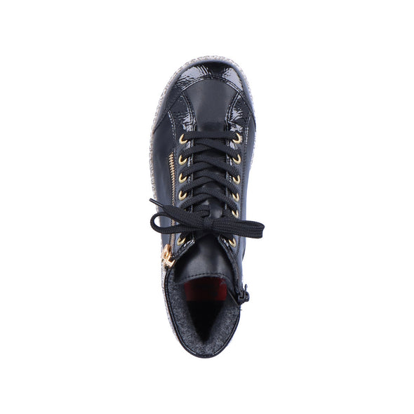 Rieker L7503-00 Tex Black Boots with Gold Detailing
