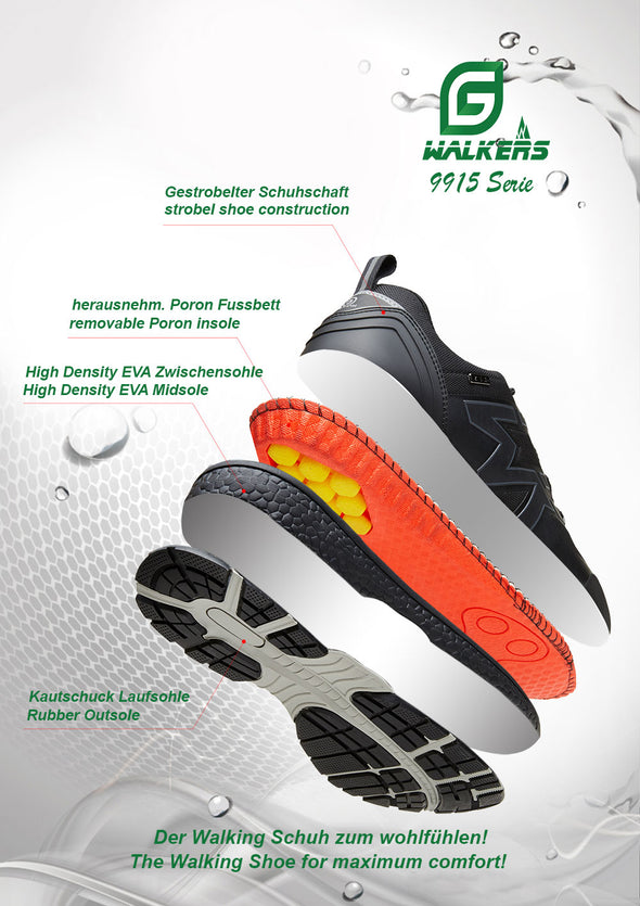 G Comfort M-9911S Walking Black Lace Trekking Trainers