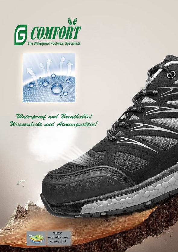 G Comfort M-9911S Walking Black Lace Trekking Trainers