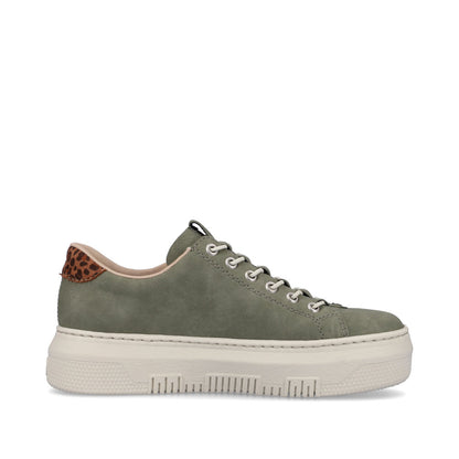 Rieker M1952-52 Green Sneakers with Zip & Leopard Heel