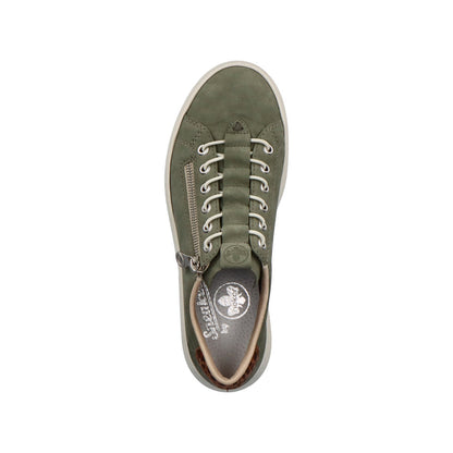 Rieker M1952-52 Green Sneakers with Zip & Leopard Heel