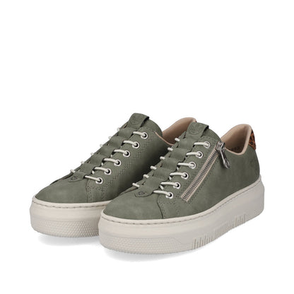 Rieker M1952-52 Green Sneakers with Zip & Leopard Heel