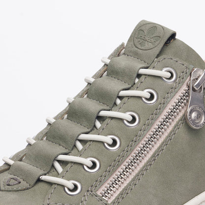 Rieker M1952-52 Green Sneakers with Zip & Leopard Heel