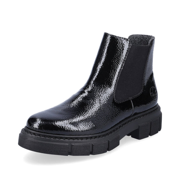 Rieker M3854-02 Patent Black Chelsea Boots