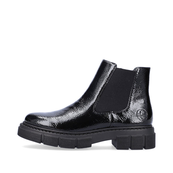 Rieker M3854-02 Patent Black Chelsea Boots