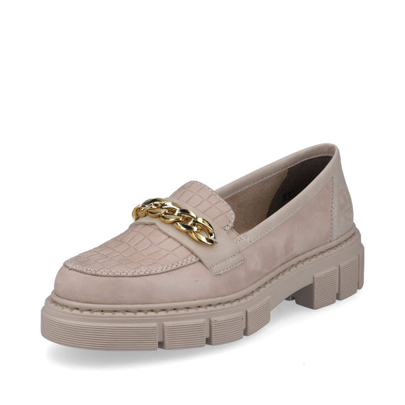 Rieker M3865-60 Beige Slip On Shoes with Chain