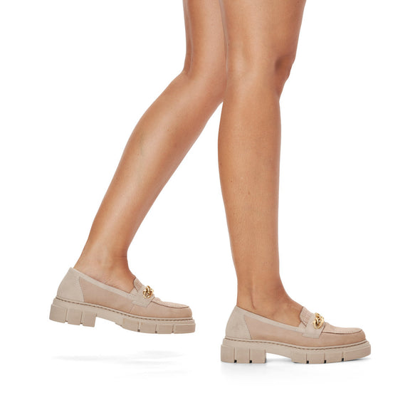 Rieker M3865-60 Beige Slip On Shoes with Chain
