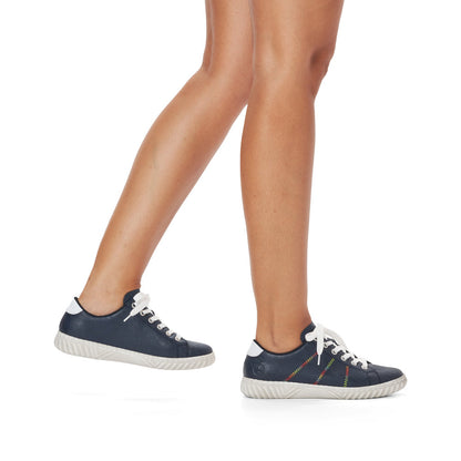 Rieker N0910-14 Navy Colour Stitch Trainers