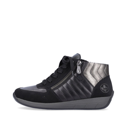 Rieker N1104-00 Tex Black High Top Sneakers with Zip