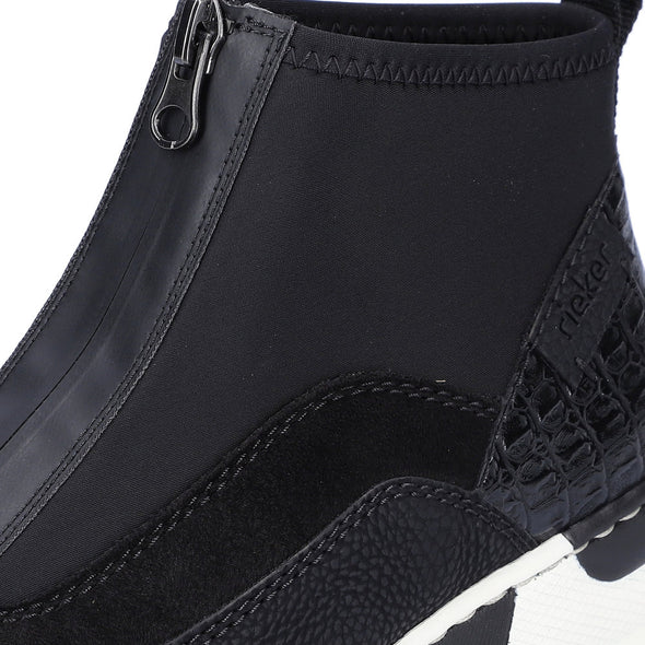 Rieker N6352-00 Black Ankle Boots with Middle Zip