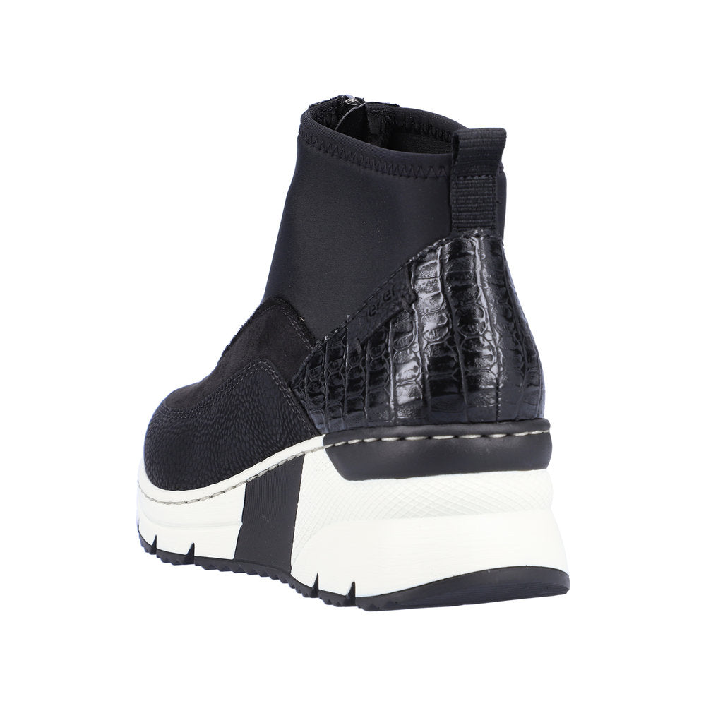 Rieker N6352-00 Black Ankle Boots with Middle Zip