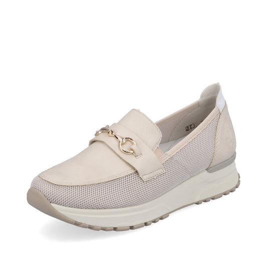 Rieker N7455-60 Beige G Fit Combi Slip On Moccasins