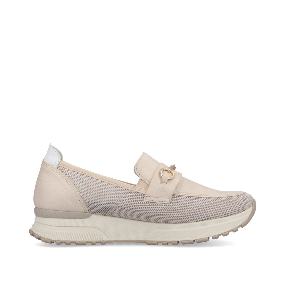 Rieker N7455-60 Beige G Fit Combi Slip On Moccasins