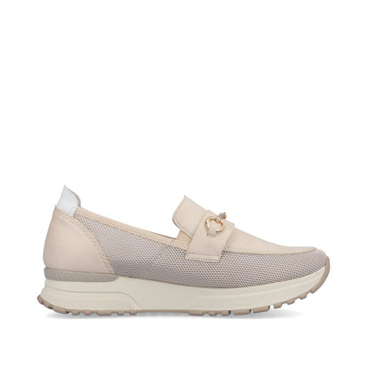 Rieker N7455-60 Beige G Fit Combi Slip On Moccasins