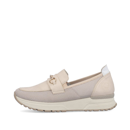 Rieker N7455-60 Beige G Fit Combi Slip On Moccasins