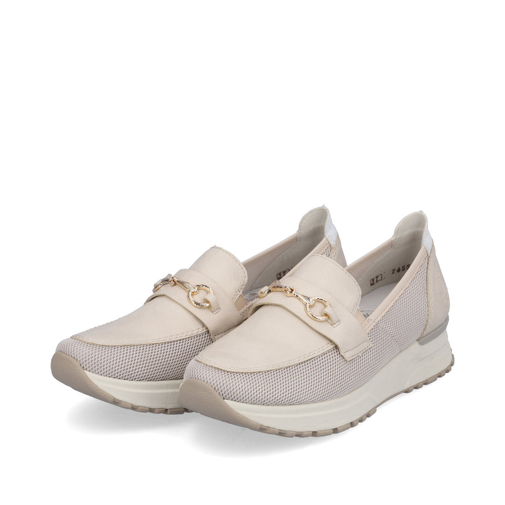 Rieker N7455-60 Beige G Fit Combi Slip On Moccasins