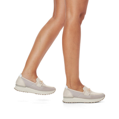 Rieker N7455-60 Beige G Fit Combi Slip On Moccasins