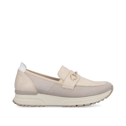 Rieker N7455-60 Beige G Fit Combi Slip On Moccasins