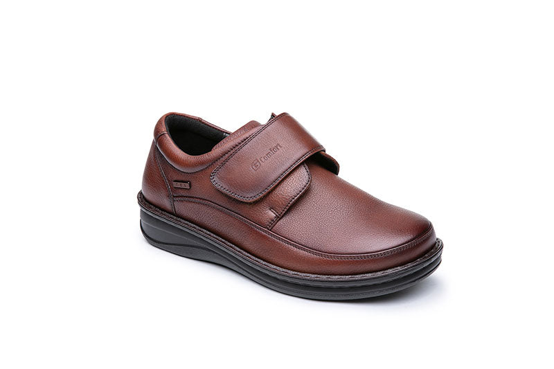 G Comfort P-3708 Cognac Tan Velcro Extra Width Shoes