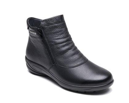 G Comfort P-9521 Black Tex Ankle Boots with 2 Zips